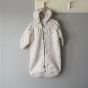 Handmade Baby Bunting Suit White Wool Knit Hooded 0–3 Months
